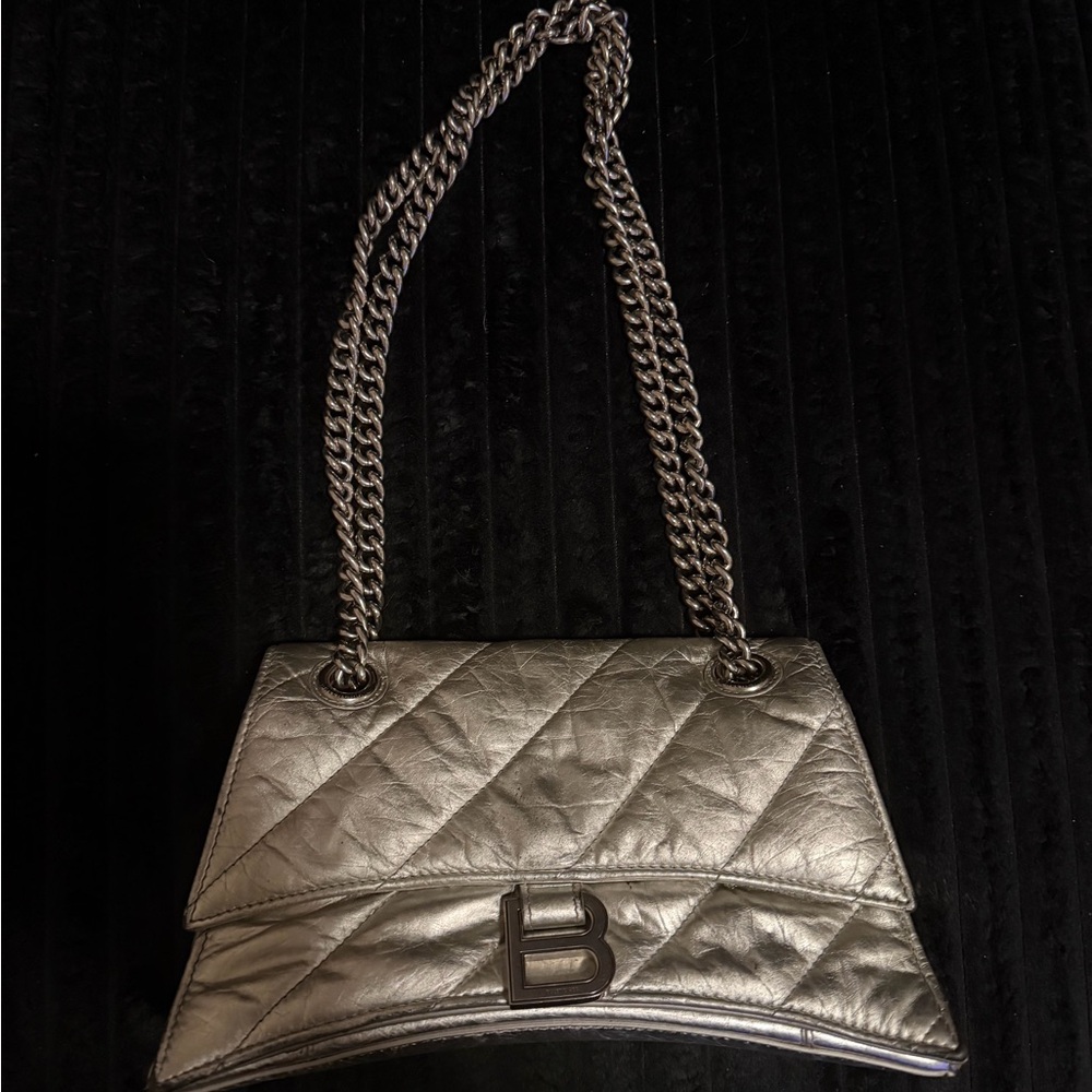 Balenciaga Metallic Silver Quilted Shoulder Bag - Picture 16 of 16